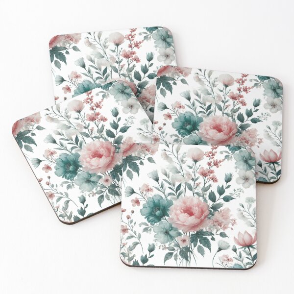 Item preview, Romantic Pink Teal Floral Pattern designed and sold by IoneShopDesign.