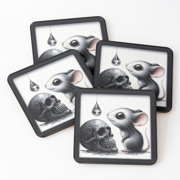 Item preview, Cute Rat with Skull, reflection in raindrop designed and sold by BatsAndRats.