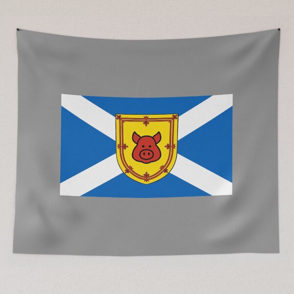 Item preview, Scottish Saltire Flag with Pig's Head Shield (bratach na h-Alba le sgiath ceann na muice) designed and sold by JonathanR1994.
