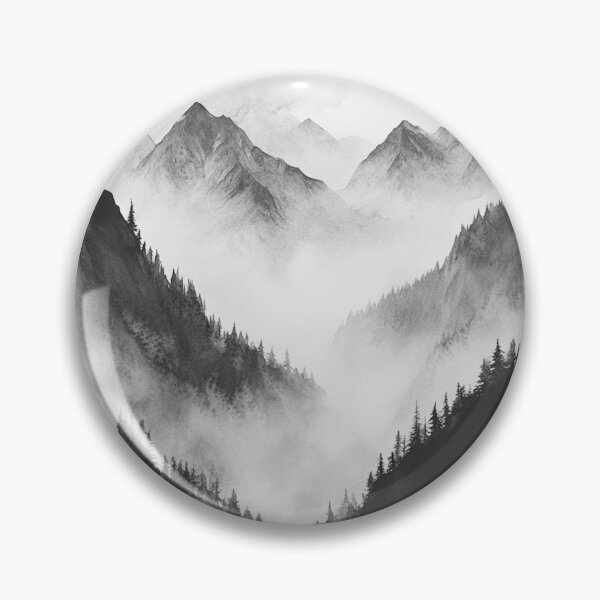 Item preview, Black And White Mountains Landscape designed and sold by NicolasGlowArt.
