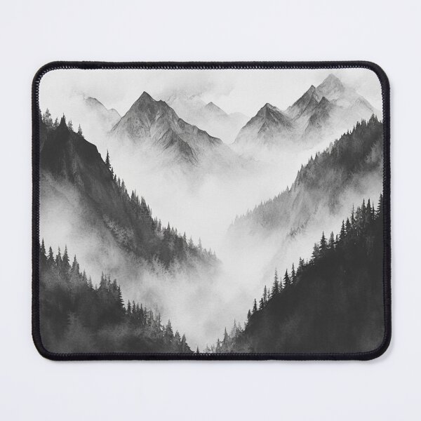 Item preview, Black And White Mountains Landscape designed and sold by NicolasGlowArt.