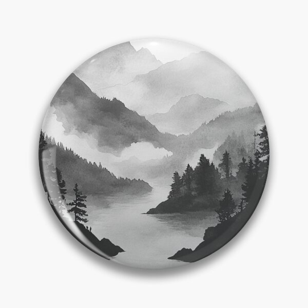 Item preview, Black And White Landscape, Mountains Wall Art designed and sold by NicolasGlowArt.