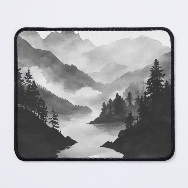 Item preview, Black And White Landscape, Mountains Wall Art designed and sold by NicolasGlowArt.