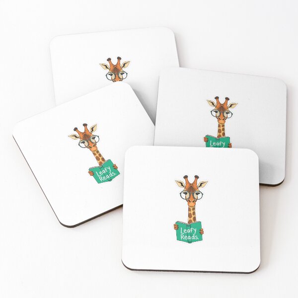 Item preview, A tall giraffe with big round glasses perched on its nose, and a book in its hooves titled "Leafy Reads" designed and sold by Stickrific.