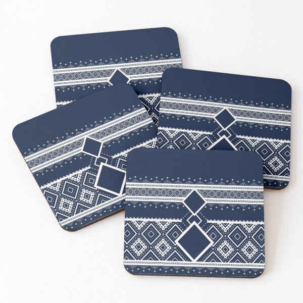 Item preview, Blue & white modern ethnic fabric pattern designed and sold by _Patternique_.