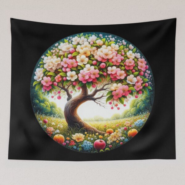 Item preview, blossoming tree rain retro floral flowers designed and sold by Expressions-Sel.