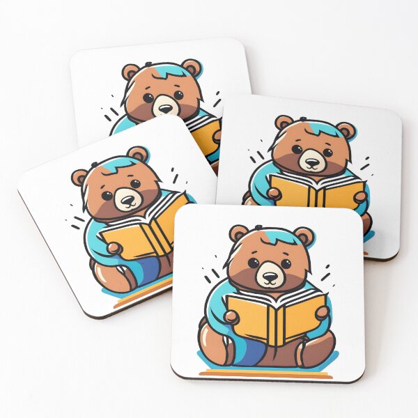 Item preview, Cute Cartoon Bear Reading Book Sticker - Nursery Illustration designed and sold by CrownedCanvas.