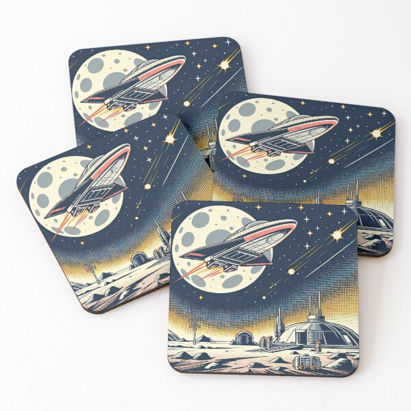Item preview, Nave espacial estilo pop art designed and sold by artofuniverse.