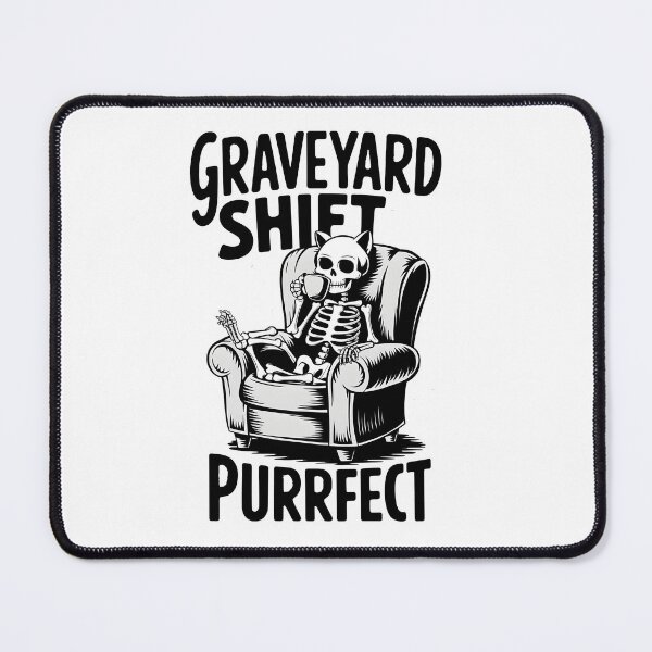 Item preview, Bony Kitty enjoying coffee on the graveyard shift! designed and sold by LeeLeeV.
