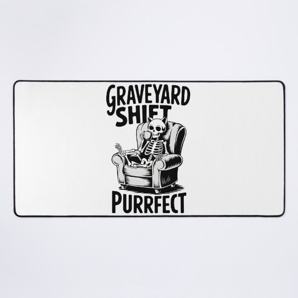 Item preview, Bony Kitty enjoying coffee on the graveyard shift! designed and sold by LeeLeeV.