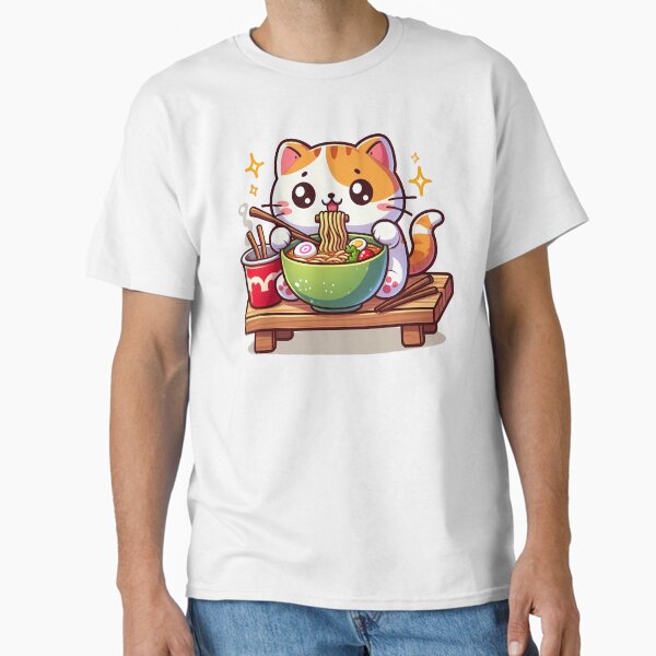 Item preview, Ramen cat eating noodles manga anime  designed and sold by HeeShirt.