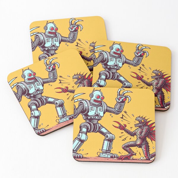 Item preview, Giant Robot Battling A Monster Pop Art Style designed and sold by artofuniverse.