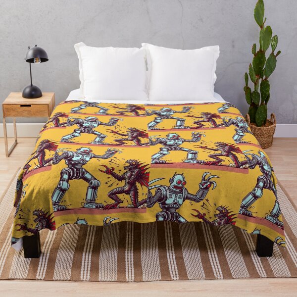 Item preview, Robot gigante luchando contra un monstruo estilo pop art designed and sold by artofuniverse.