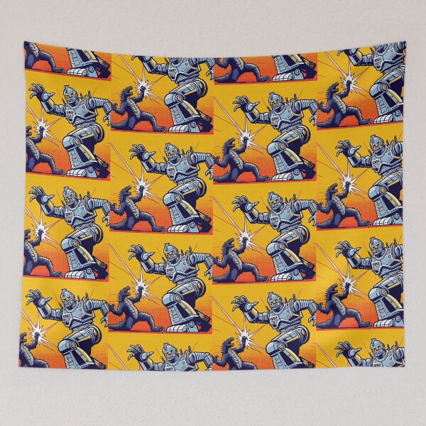 Item preview, Giant Robot Battling A Monster Pop Art Style designed and sold by artofuniverse.
