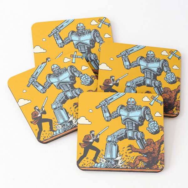 Item preview, Giant Robot Battling A Monster Pop Art Style designed and sold by artofuniverse.