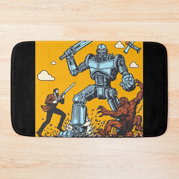 Item preview, Giant Robot Battling A Monster Pop Art Style designed and sold by artofuniverse.
