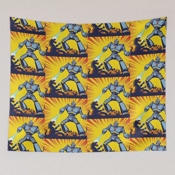 Item preview, Giant Robot Battling A Monster Pop Art Style designed and sold by artofuniverse.