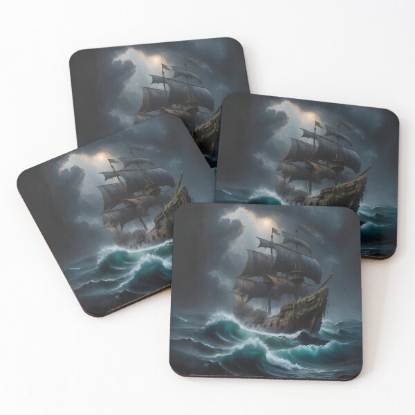 Item preview, Ghost Ship in the Stormy Sea - Enigmatic Nautical Art by LaLi Designs designed and sold by LaLi-Designs.