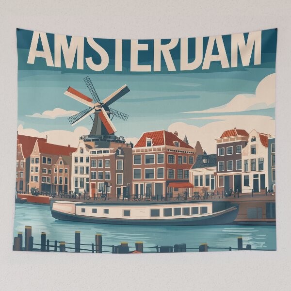 Item preview, Amsterdam Cityscape Art – Captivating Wall Decor Inspired by Dutch Canals & Architecture designed and sold by nomiraclehere.