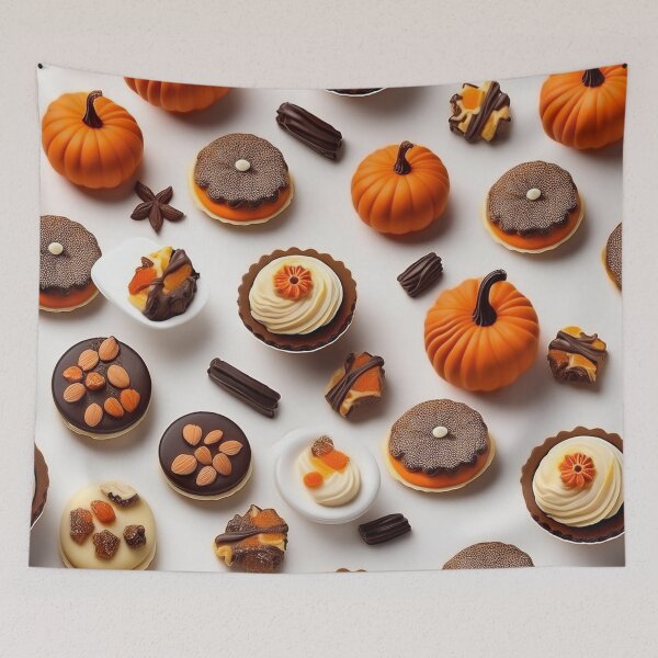 Item preview, Autumn composition: autumn fruits, pumpkins, pumpkin cream pie, leaves, abundance.2 designed and sold by My-fake-places.