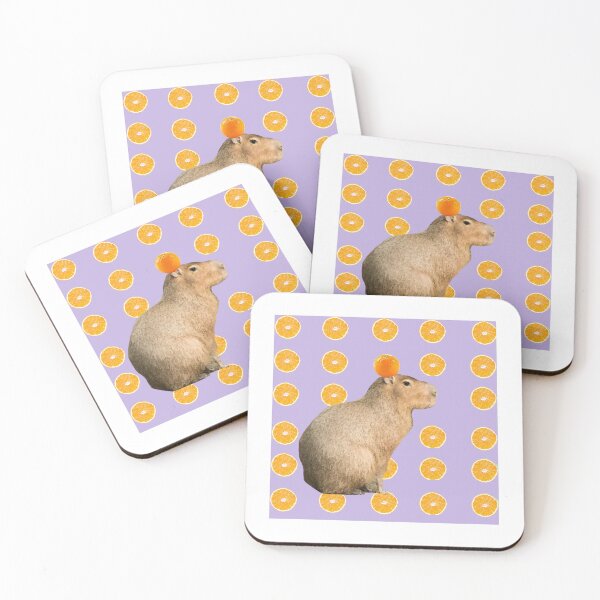 Item preview, Capybara with Oranges Purple Background designed and sold by GeekyGirlsGarb.