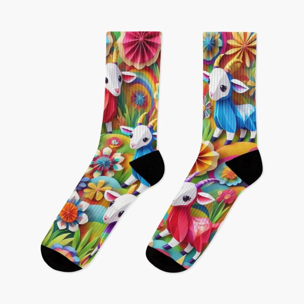 Item preview, Vibrant Paper Fainting Goats in a Floral Wonderland designed and sold by Sillytoe.