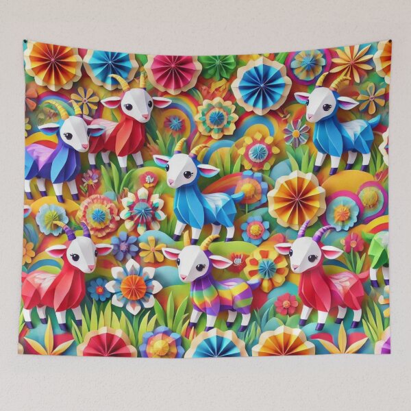 Item preview, Vibrant Paper Fainting Goats in a Floral Wonderland designed and sold by Sillytoe.