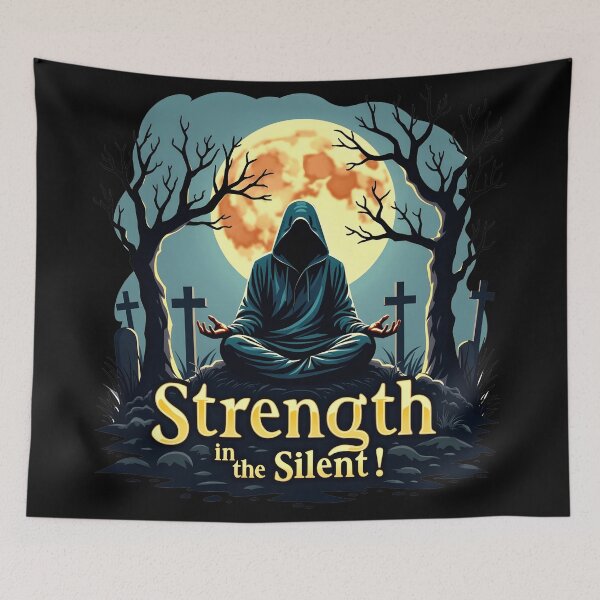 Item preview, Strength in the Silence - Halloween Design | Ghostly Meditation in Eerie Graveyard Art designed and sold by Dantin.