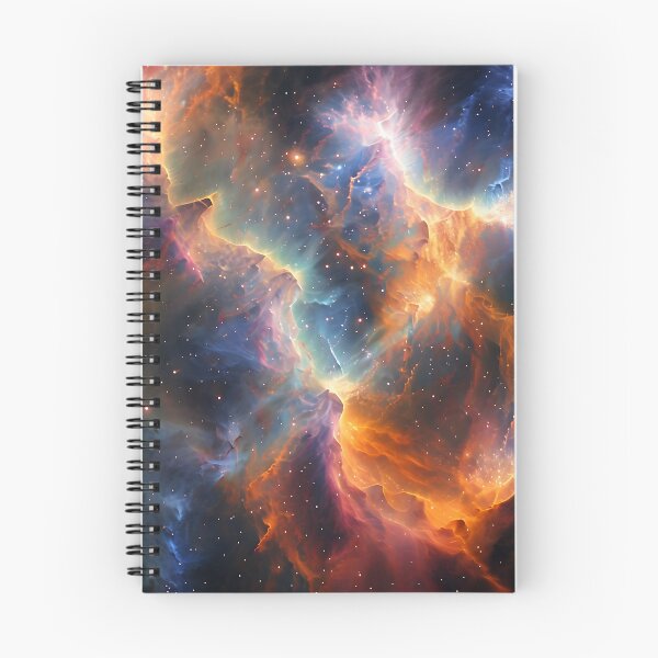 Artikelvorschau, Blauer und orangefarbener kosmischer Traum: Lebendige Universumkunst entworfen und verkauft von UniGift.