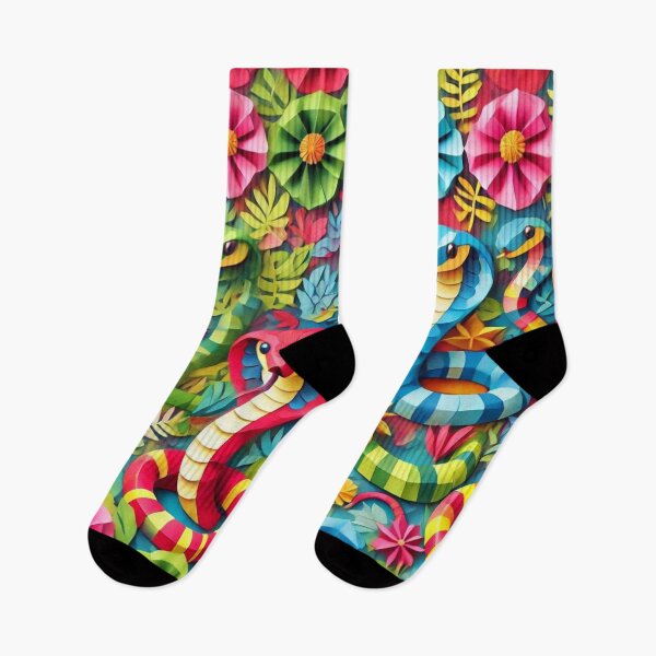 Item preview, Paper Cobras in a Vibrant Floral Jungle designed and sold by Sillytoe.