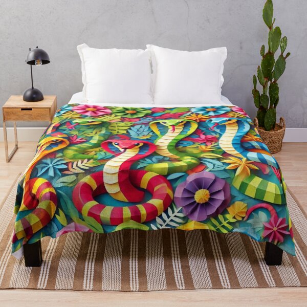 Item preview, Paper Cobras in a Vibrant Floral Jungle designed and sold by Sillytoe.
