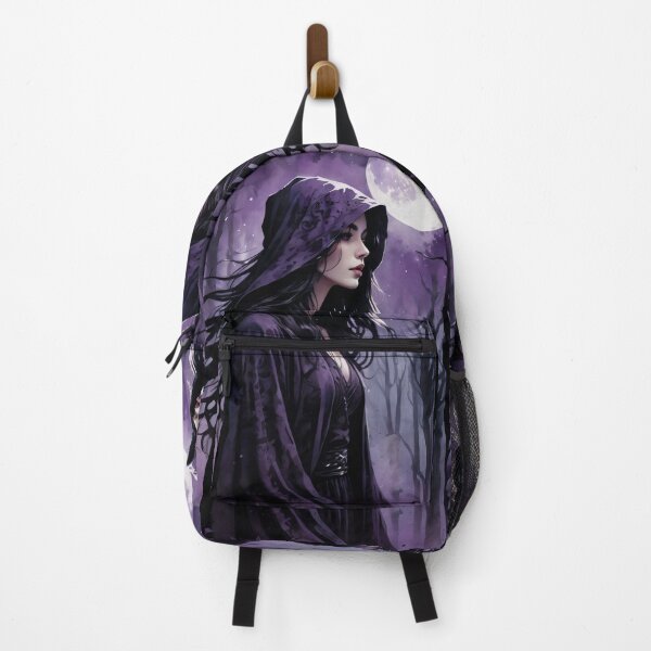 Item preview, Enchanting Girl in Purple Robe – Mystical Forest & Moonlit Night Art designed and sold by ByteyCreatives.