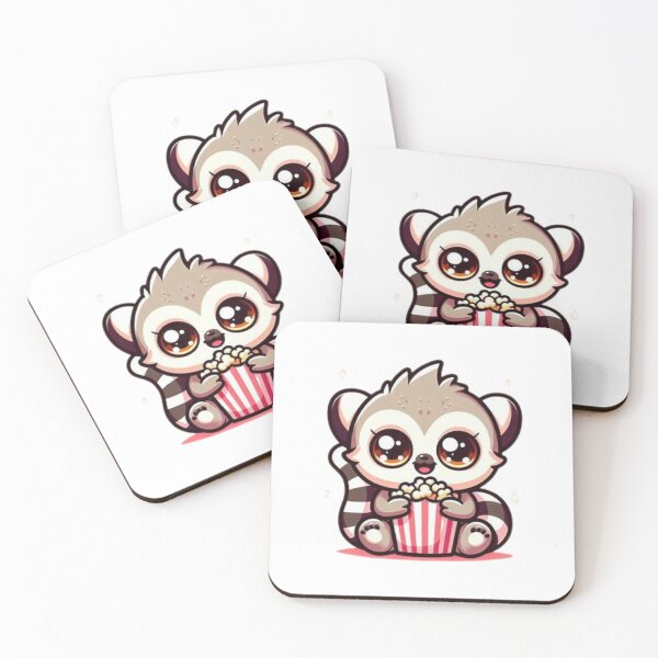 Item preview, lemur eating popcorn designed and sold by Eternalski.