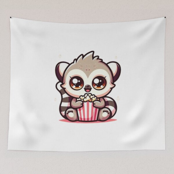 Item preview, lemur eating popcorn designed and sold by Eternalski.