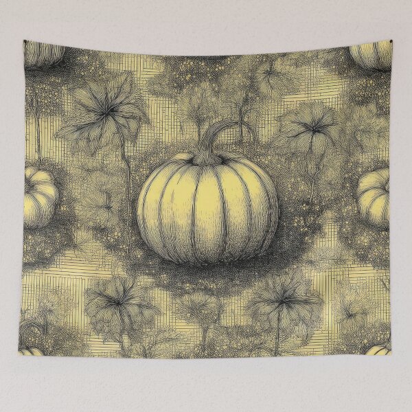 Item preview, Autumn composition - pumpkins entwined with autumn plants.1/yellow designed and sold by My-fake-places.