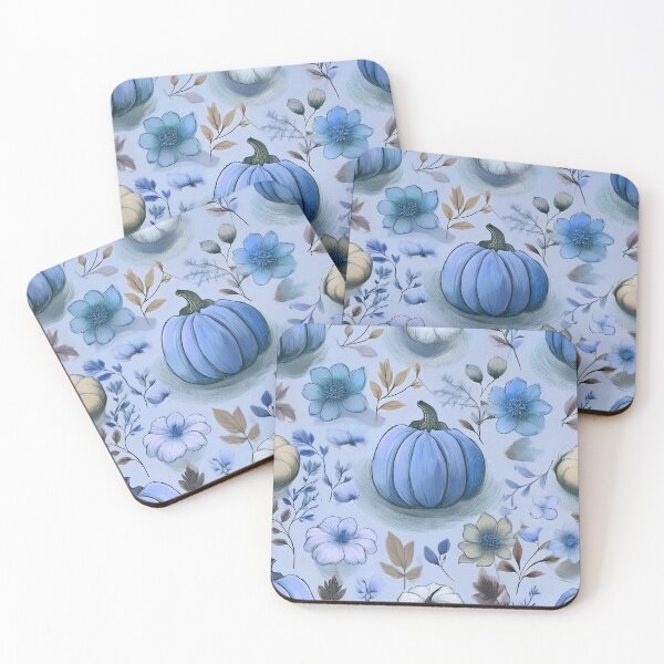 Item preview, Autumn composition - pumpkins entwined with autumn plants.2/ pastel navy blue designed and sold by My-fake-places.
