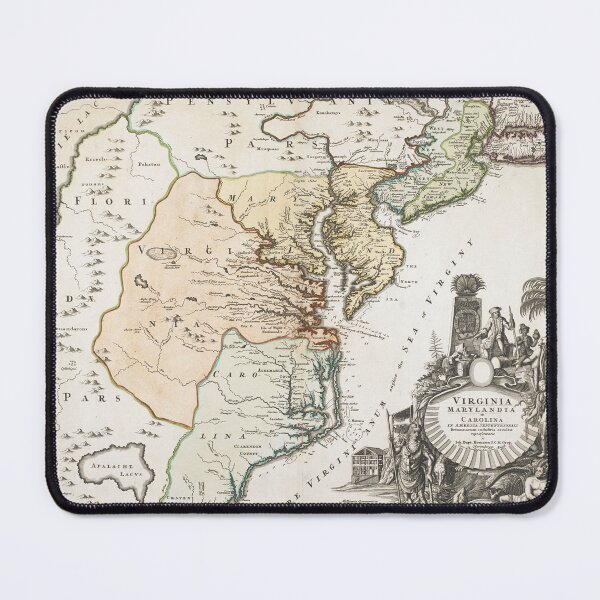 Item preview, 1730 Vintage map of Virginia and Maryland "VIRGINIA MARYLANDIA et CAROLINA IN AMERICA" designed and sold by Jeditwins.