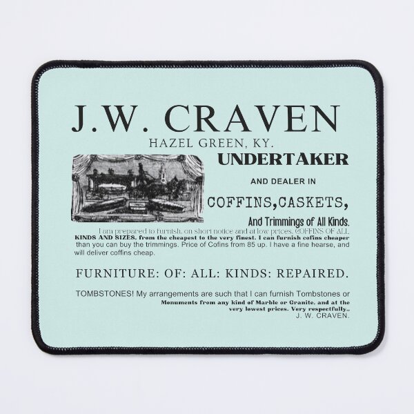 Item preview, J.W. Craven Undertaker , Hazel Green, KY designed and sold by JoezPlace.
