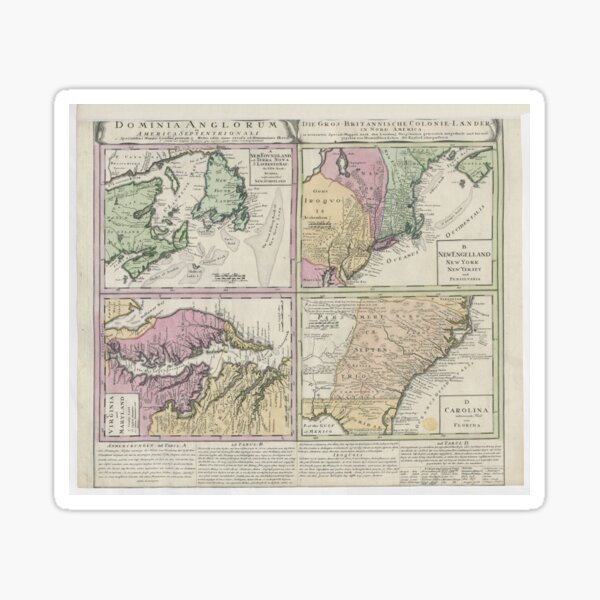 Item preview, Antique Map 1737 Colonies in America "DOMINIA ANGLORUM in AMERICA SEPTENTRIONALI" designed and sold by Jeditwins.