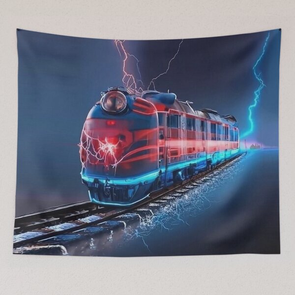 Item preview, Unusual train made of red and blue lightning designed and sold by quasartphil.