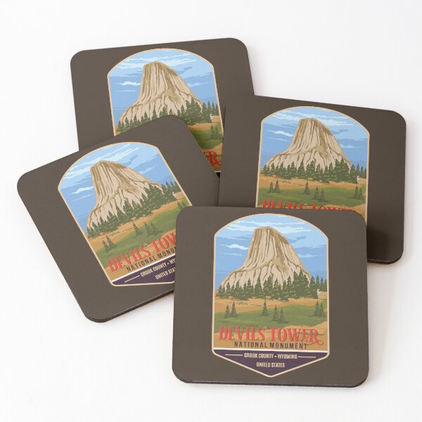 Item preview, Devils Tower National Monument Wyoming Retro Travel Poster Sticker T-Shirt 01 designed and sold by LocationInks.