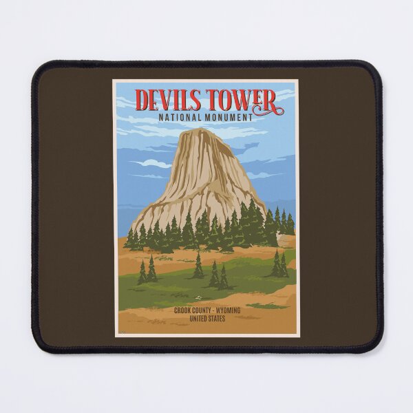 Item preview, Devils Tower National Monument Wyoming Retro Travel Poster Sticker T-Shirt 01 designed and sold by LocationInks.