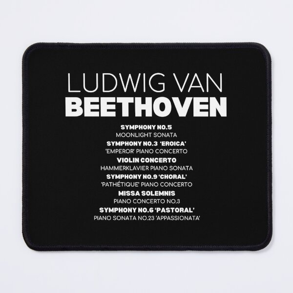 Item preview, Beethoven Famous Works - White Text designed and sold by TheVitruvianCat.