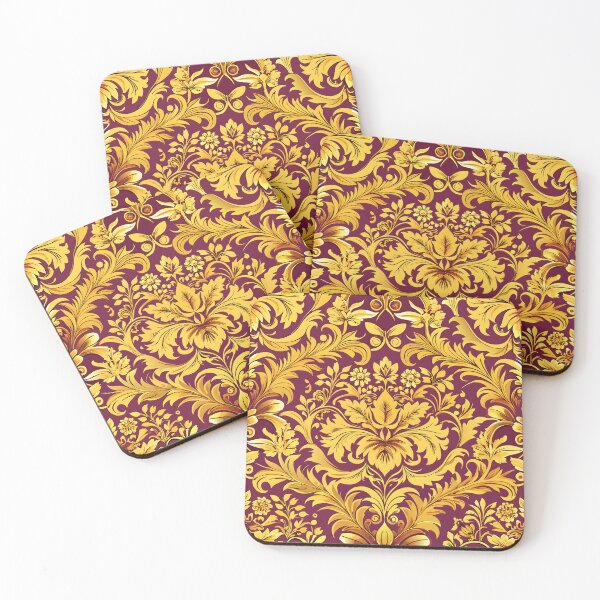 Item preview, Elegant Golden Floral Pattern Rich Maroon Background Luxurious Design Decorative Art designed and sold by Rostislav Bouda.