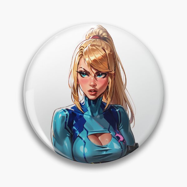 Item preview, Samus Aran con traje azul mirando a su alrededor designed and sold by MadeByHaresShop.