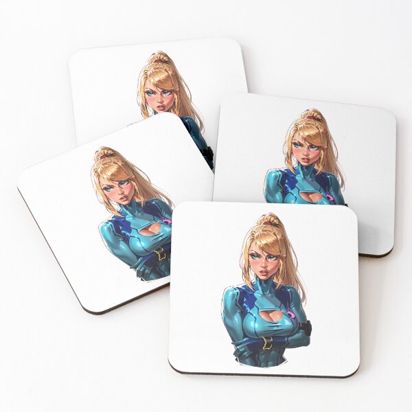 Artikelvorschau, Samus Aran im blauen Anzug schaut sich um entworfen und verkauft von MadeByHaresShop.