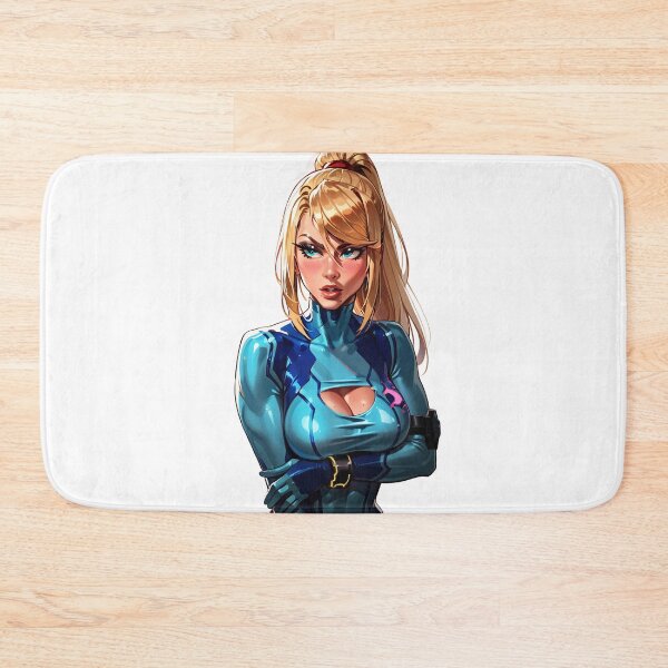Item preview, Samus Aran in blue suit Looking Around designed and sold by MadeByHaresShop.