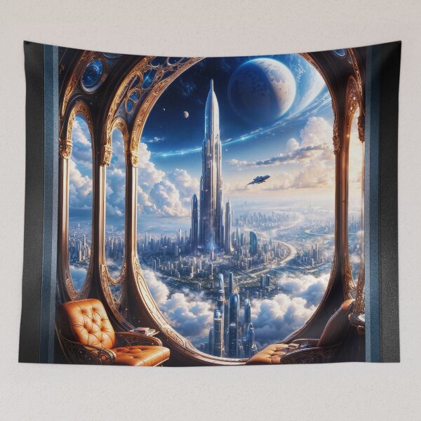 Item preview, Trektus Metropolis Futuristic Sci-Fi Cityscape Astounding AI Concept Art by Xzendor7 designed and sold by Xzendor7 Digital Art Creations.