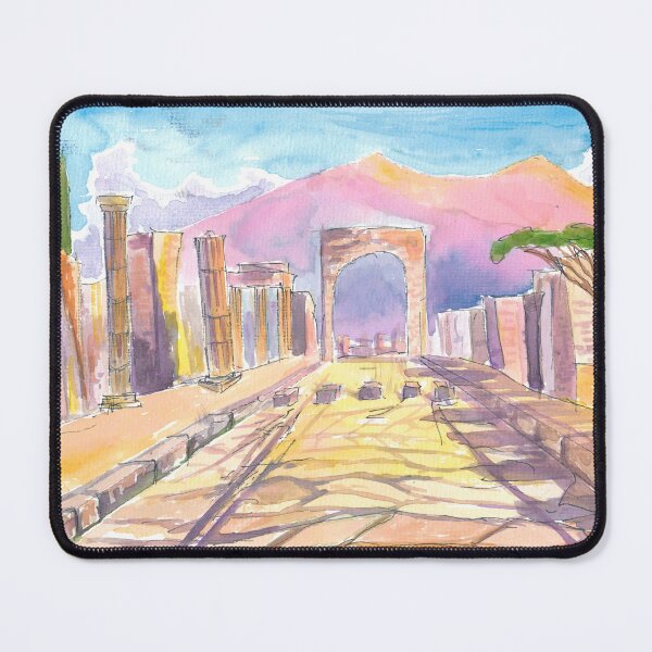Item preview, Ancient Pompeii Street Scene with Roman Road and Vesuvius designed and sold by artshop77.