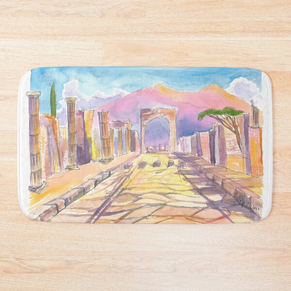 Item preview, Ancient Pompeii Street Scene with Roman Road and Vesuvius designed and sold by artshop77.